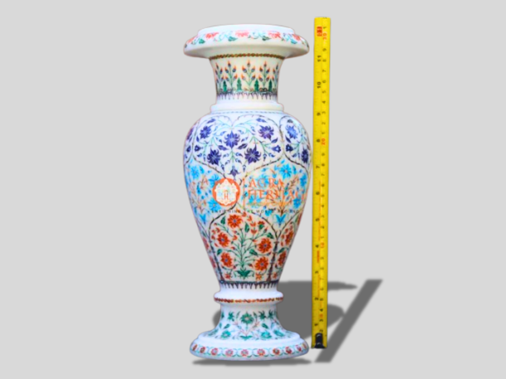 Malachite Lapis Turquoise Multi Inlay Stone Marble Vase